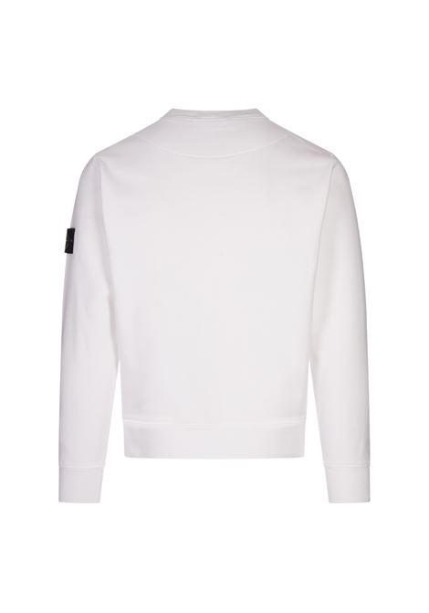 Felpa Girocollo In Cotone Bilogico Garzato Bianco STONE ISLAND | S15-6100028 S0A20V0001